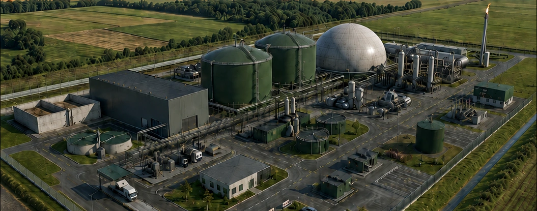 Visual concept of a modern biomethane plant